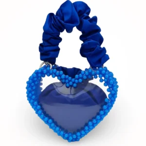 Handcrafted blue acrylic beaded handbag