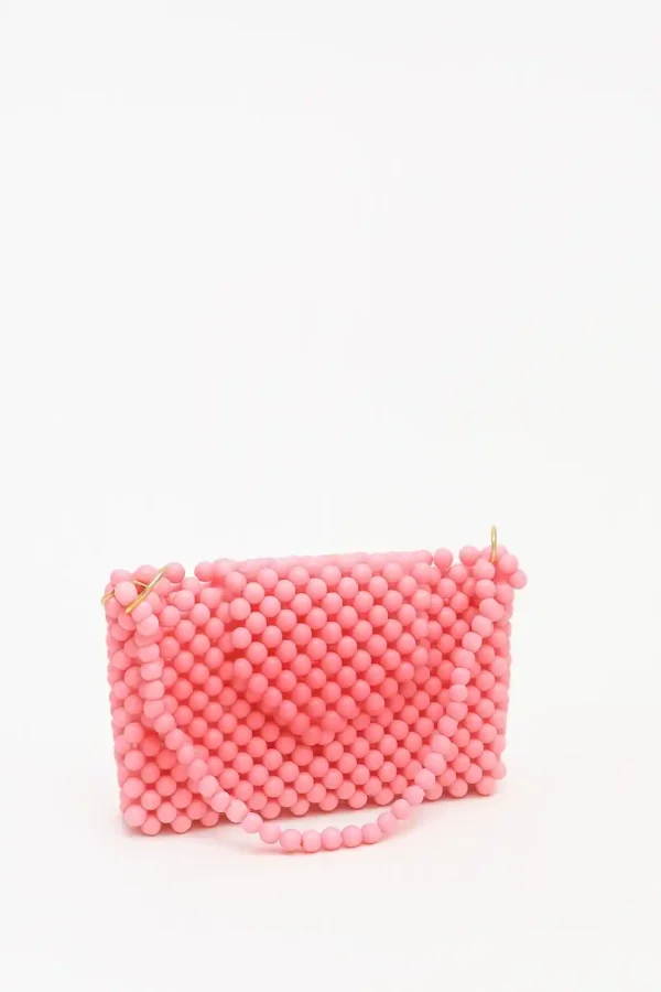 Pink Heart Hand Bead Bag