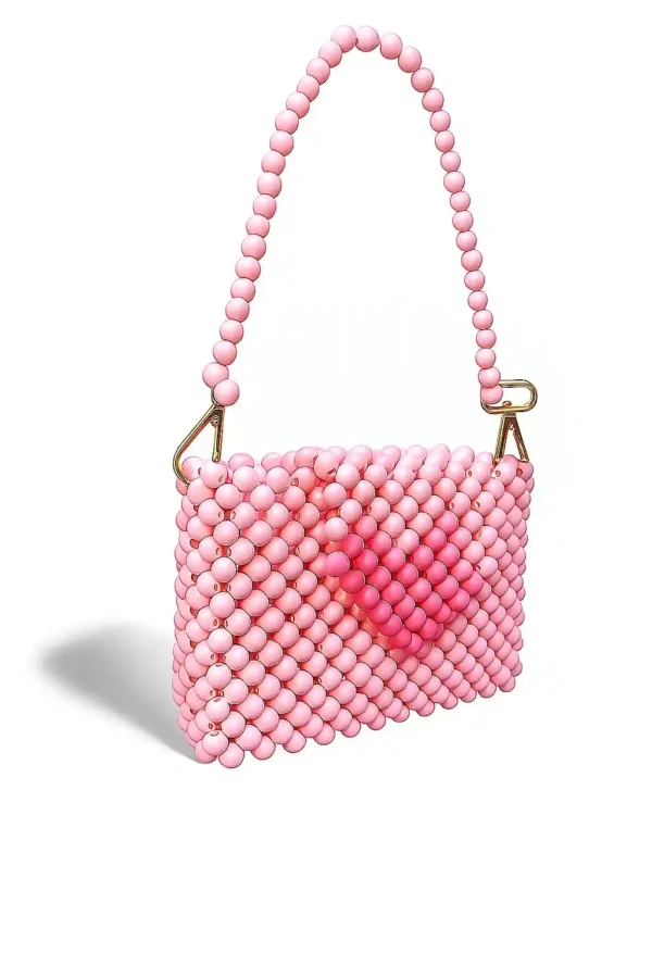 Pink Heart Hand Beads Bag