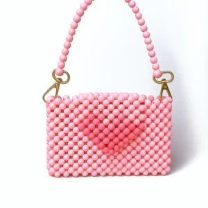 Pink Heart Hand Beads Bag