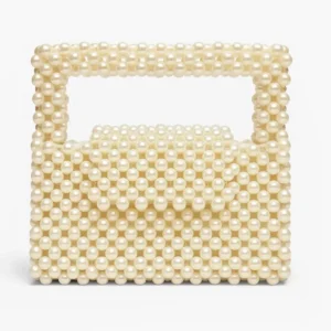 White Hand Bead Bag