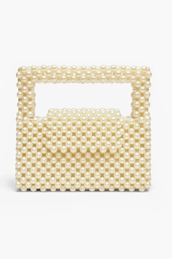 White Hand Bead Bag