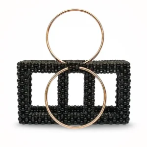 Premium Black Double Square Beaded Bag