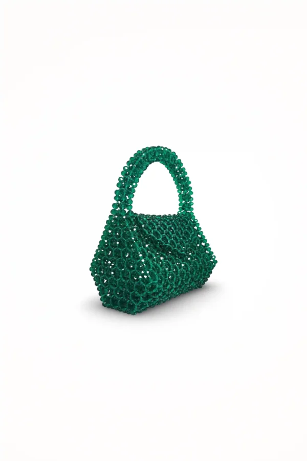 Elegant Green Crystal Beaded Handbag