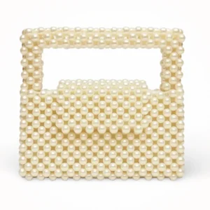 White Hand Bead Bag