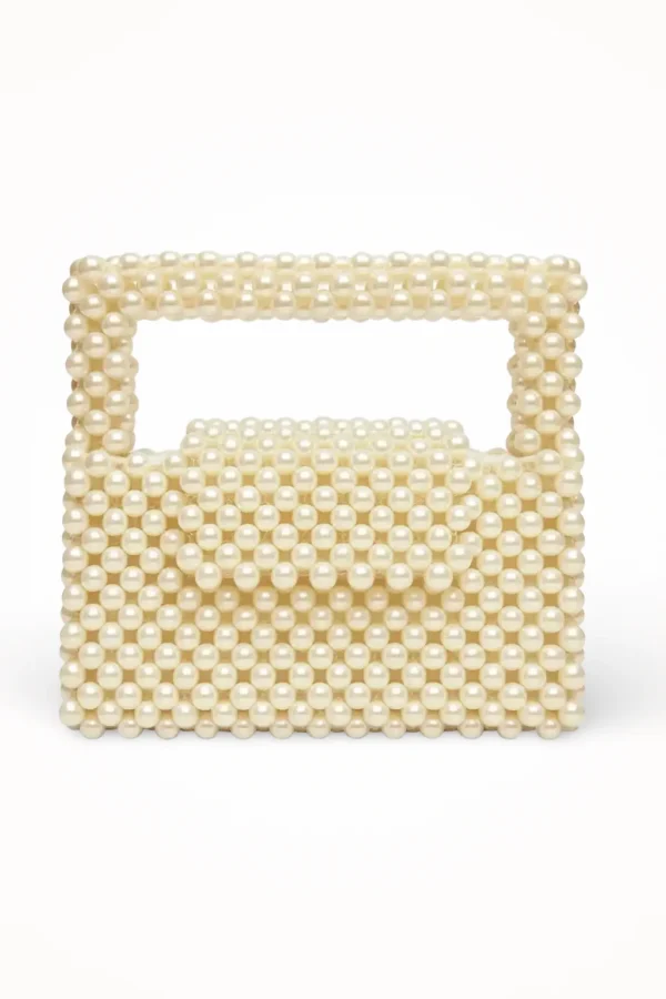 White Hand Bead Bag